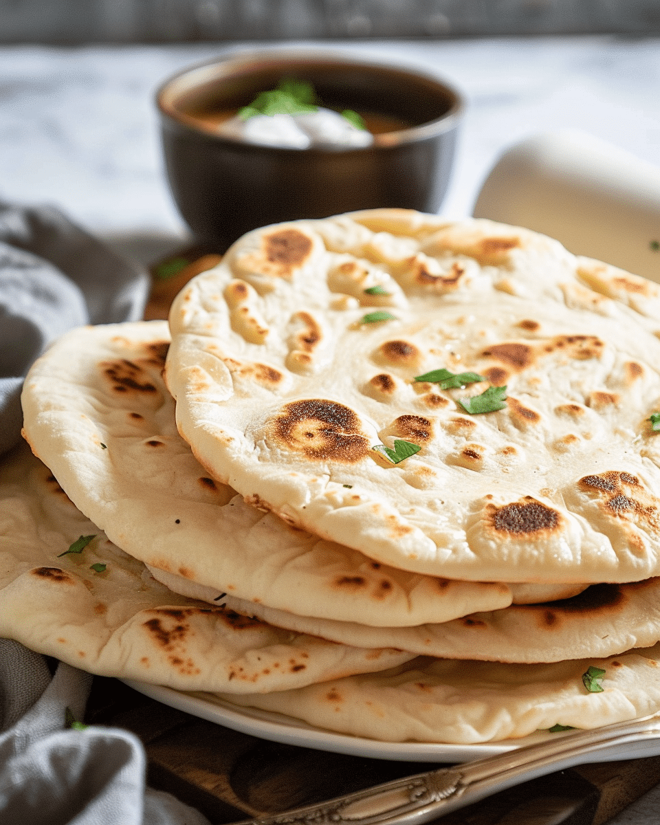 Homemade Roasted Garlic Naan Bread