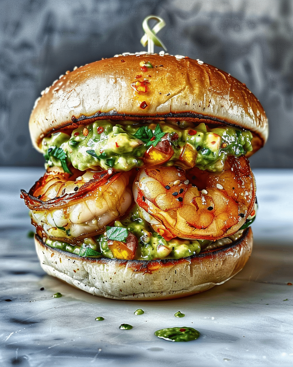 Homemade Shrimp Burger with Guacamole