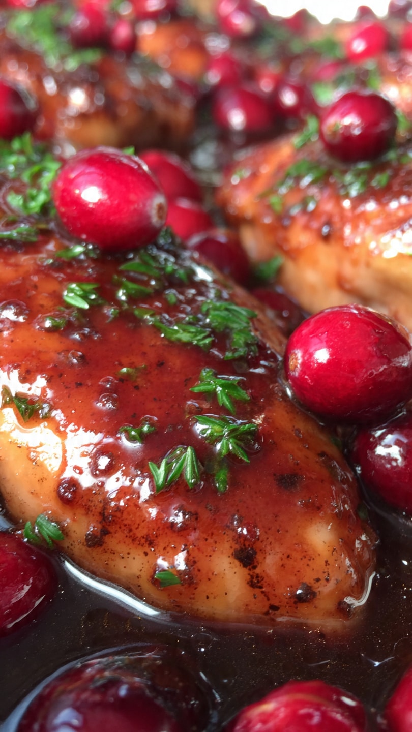 Honey Cranberry Chicken Bake with Balsamic Glaze and Goat Cheese