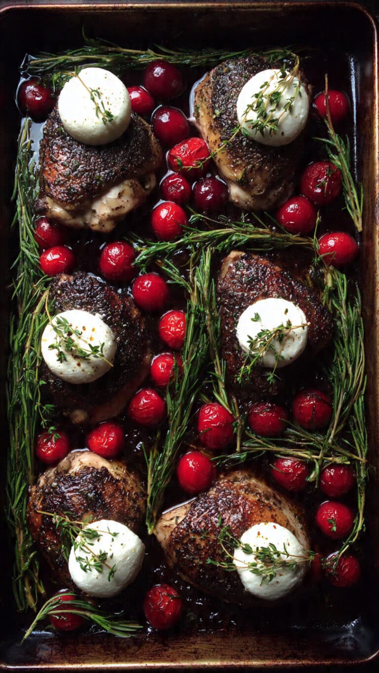 Honey Cranberry Chicken Bake with Balsamic Glaze and Goat Cheese