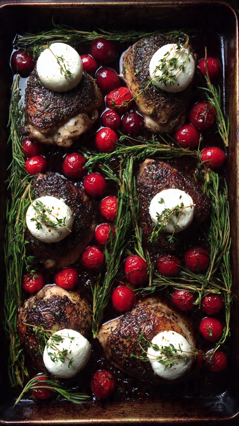 Honey Cranberry Chicken Bake with Balsamic Glaze and Goat Cheese