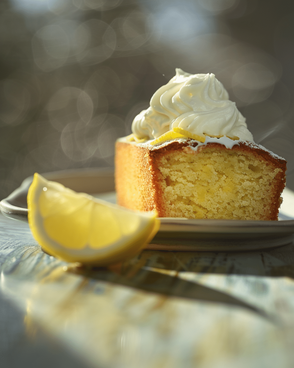 Lemon Olive Oil Loaf Cake with Mascarpone Whipped Cream
