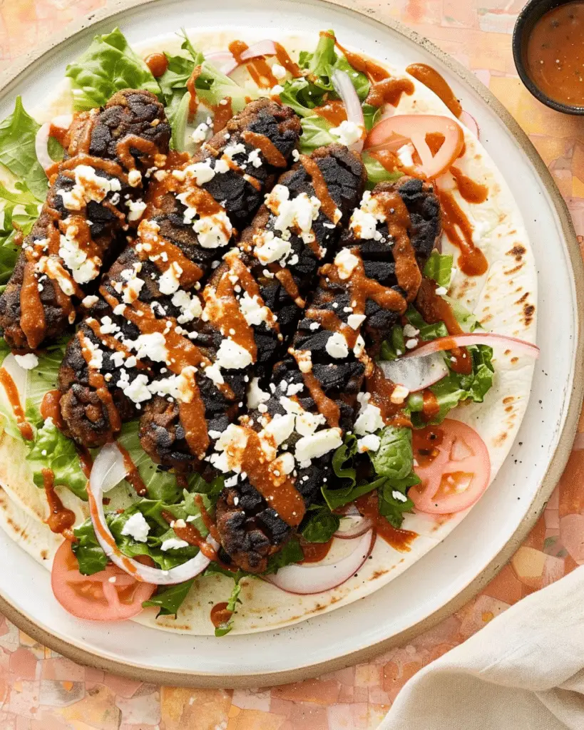 Lentil Kofta, Harissa & Feta Wraps