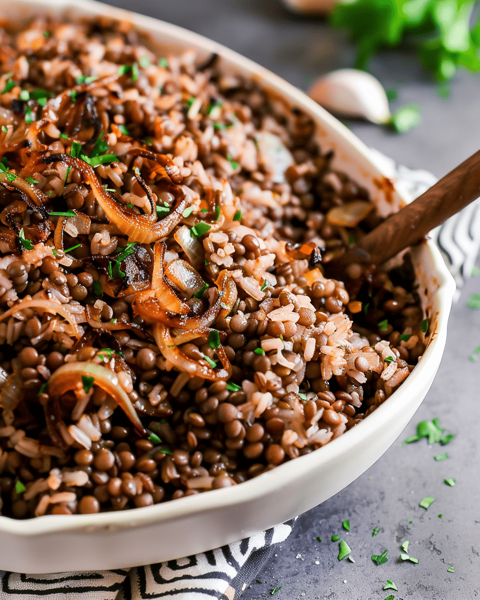 Lentil Rice Pilaf with Caramelized Onions (Mujadara)