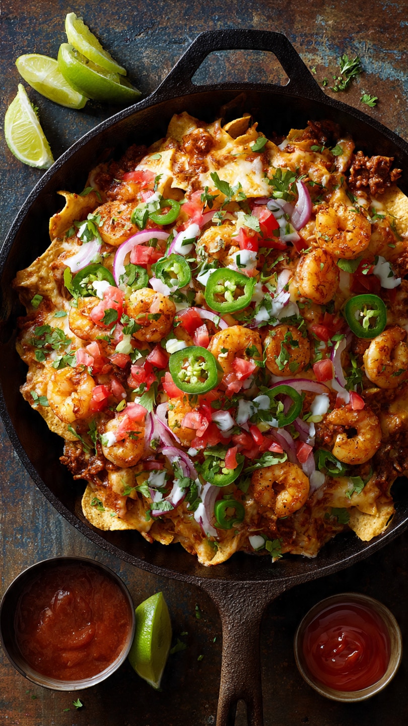 Loaded Shrimp and Beef Nachos