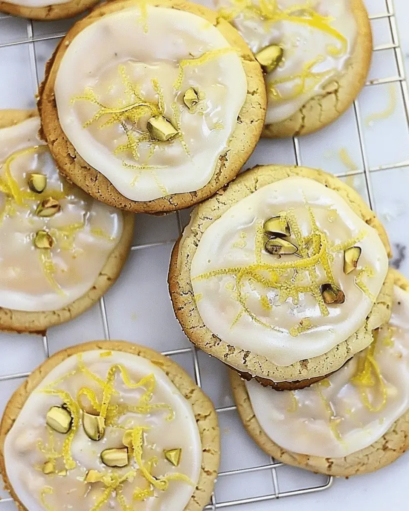 Olive Oil Sugar Cookies with Pistachios and Lemon Glaze