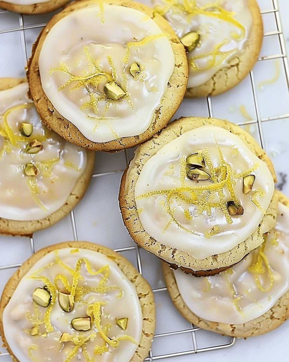 Olive Oil Sugar Cookies with Pistachios and Lemon Glaze