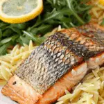 One Skillet Salmon with Lemon Orzo