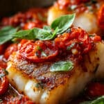 Pan-Seared Mediterranean Cod in Tomato Basil Sauce