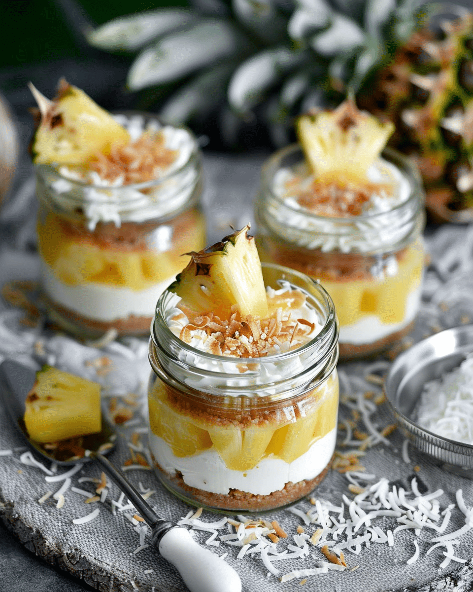 Pineapple Coconut Cheesecake Jars