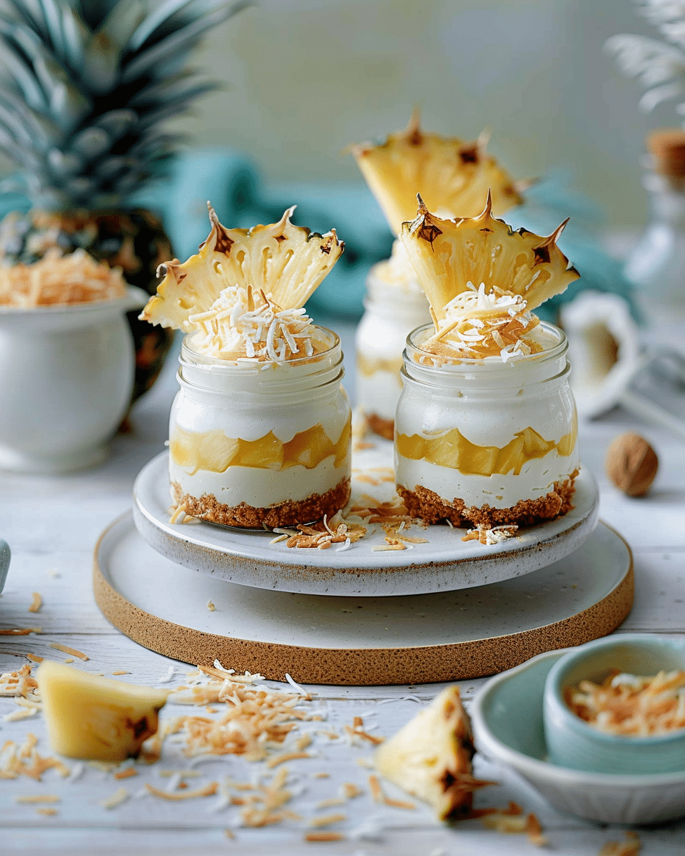 Pineapple Coconut Cheesecake Jars