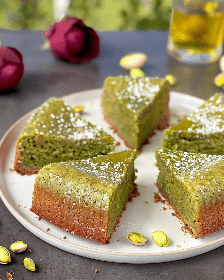 Pistachio Rose Semolina Cake