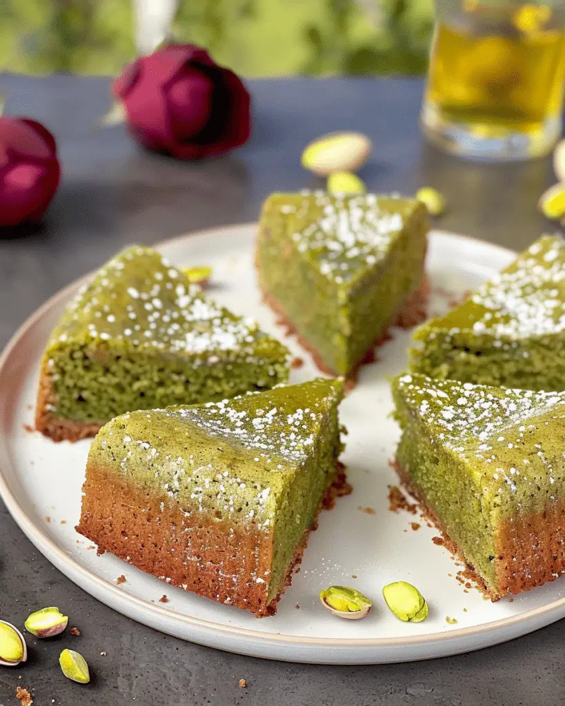 Pistachio Rose Semolina Cake
