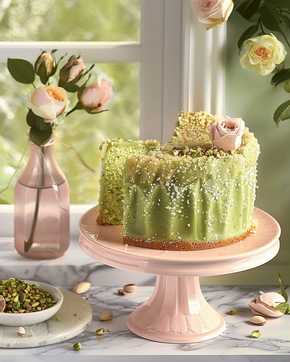 Pistachio Rose Semolina Cake