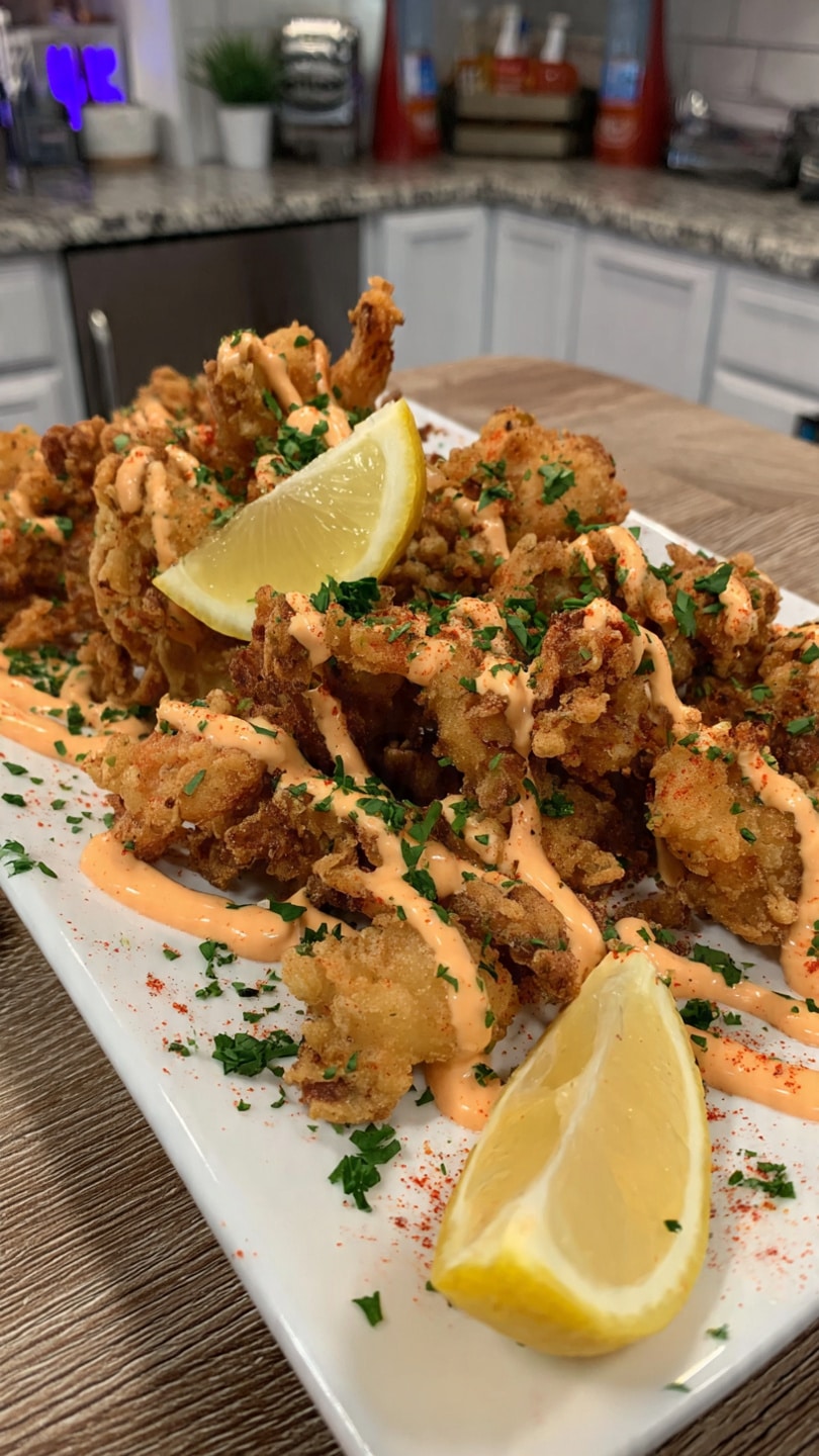 Prawn Fritters with Spicy Sriracha Mayo