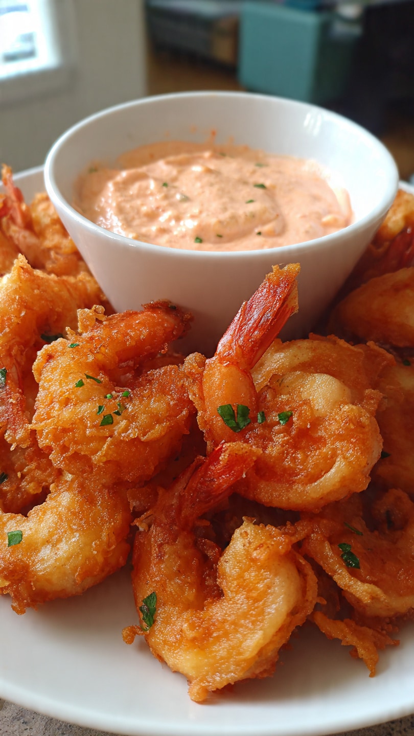 Prawn Fritters with Spicy Sriracha Mayo