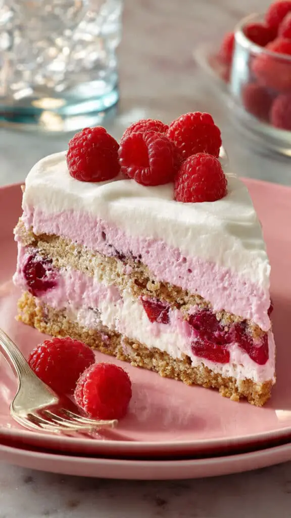 Raspberry Cream Layer Cake (No-Bake)