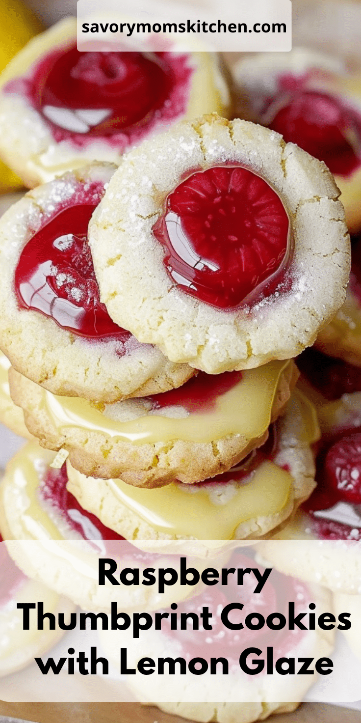 Raspberry Thumbprint Cookies with Lemon Glaze | Savory Mom Kitchen