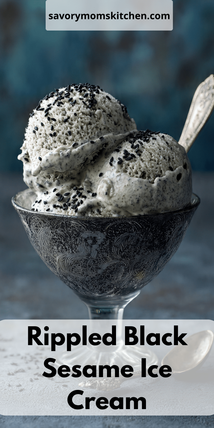 Sesame Ripple Rippled Black Sesame Ice Cream | Savory Mom Kitchen