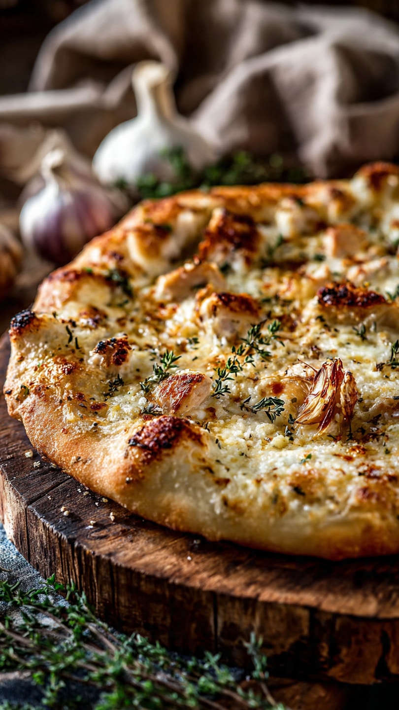 Roasted Garlic White Chicken Pizza