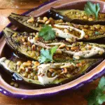 Roasted Eggplant With Tahini, Pine Nuts, and Lentils