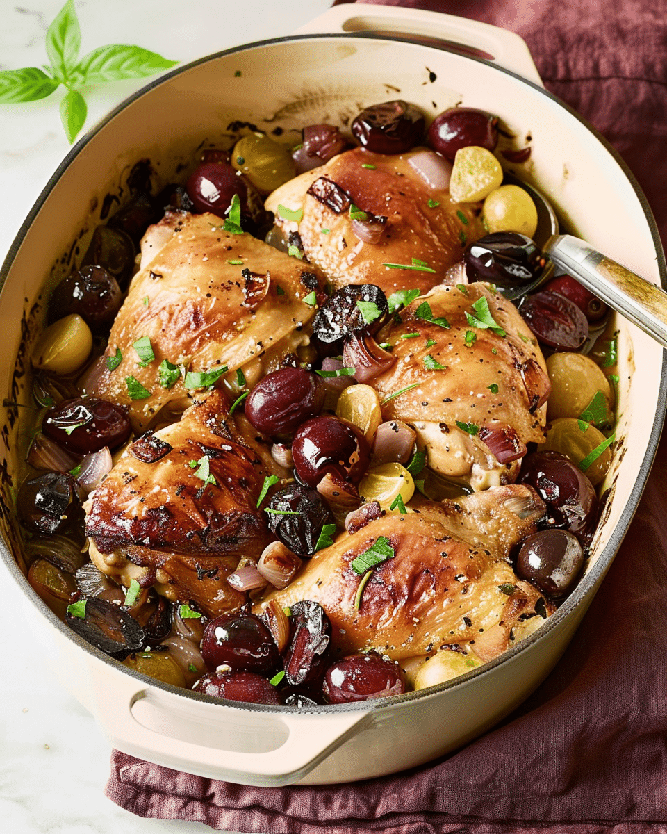 Roasted Grape Chicken Thighs