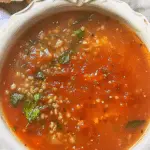 Roasted Tomato and Garlic Soup with Barley