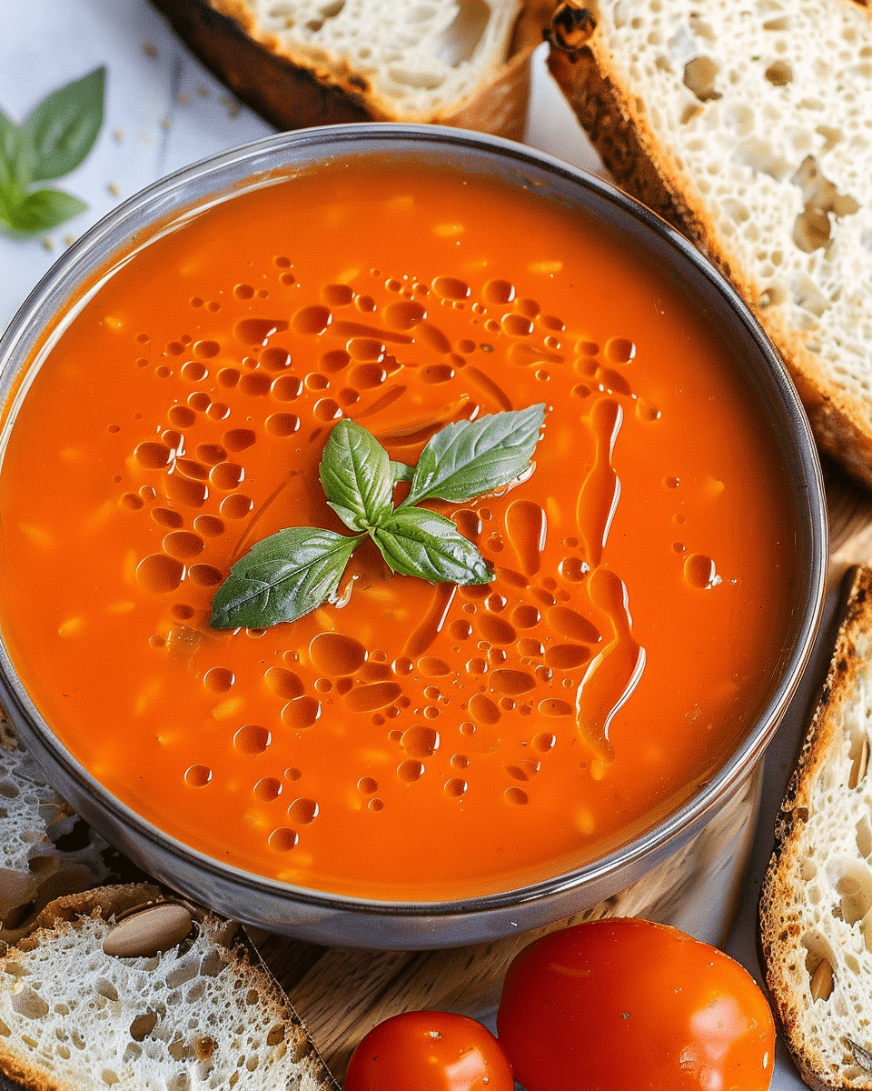 Roasted Tomato and Garlic Soup with Barley