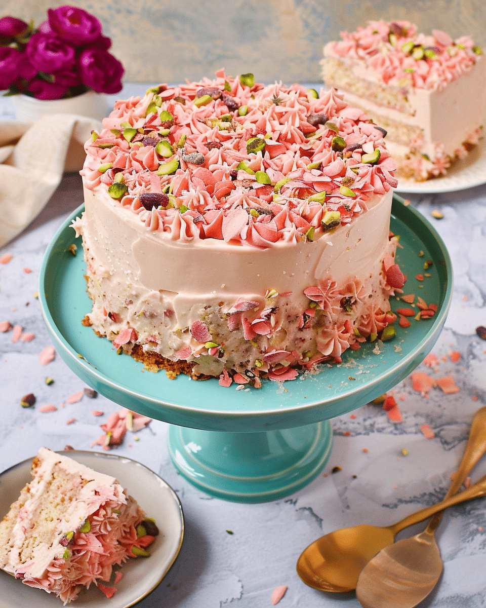 How To Make Rose and Pistachio Milk Cake
