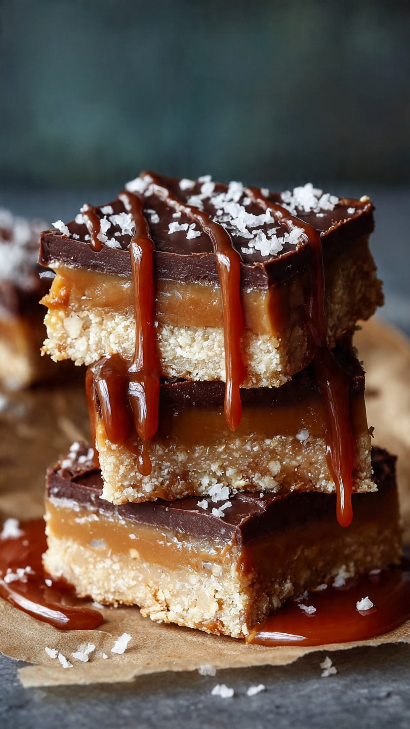 Salted Tahini Caramel Millionaire Bars (Vegan and Paleo)