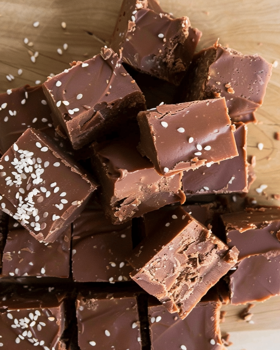 Salted Tahini Chocolate Fudge