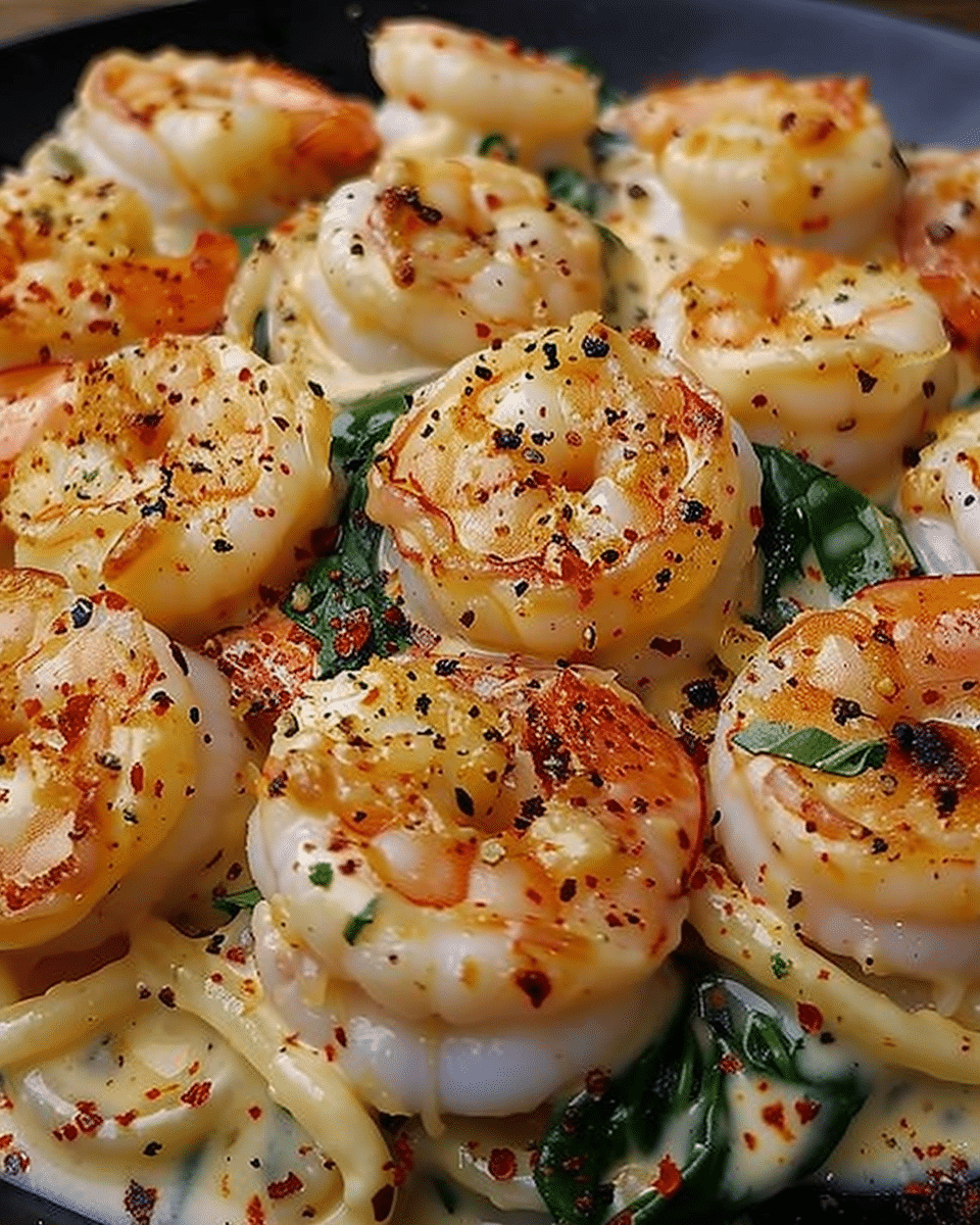 Shrimp Alfredo with Spinach