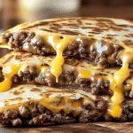 Smashburger Quesadillas with Melted Cheese and Crispy Tortillas