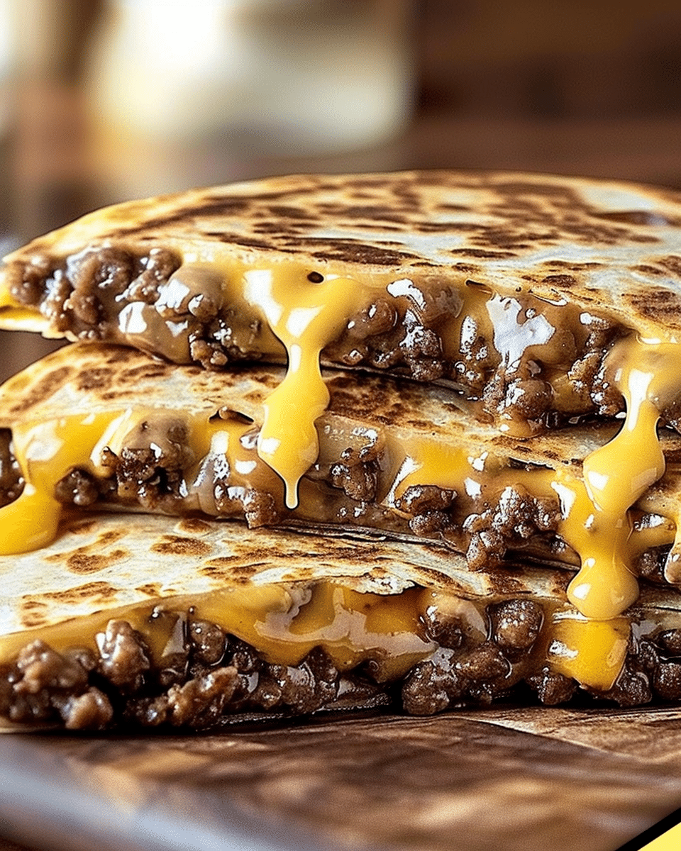 Smashburger Quesadillas with Melted Cheese and Crispy Tortillas