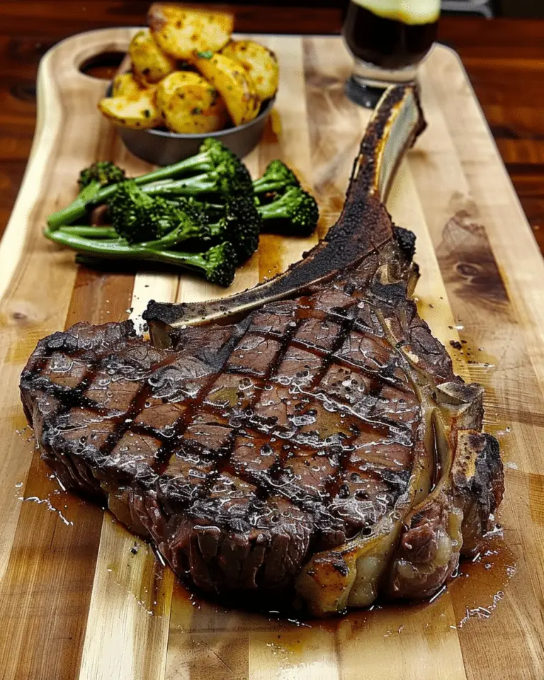 Smoked Tomahawk Steak Board with Spicy Loaded Baked Potatoes & Broccolini