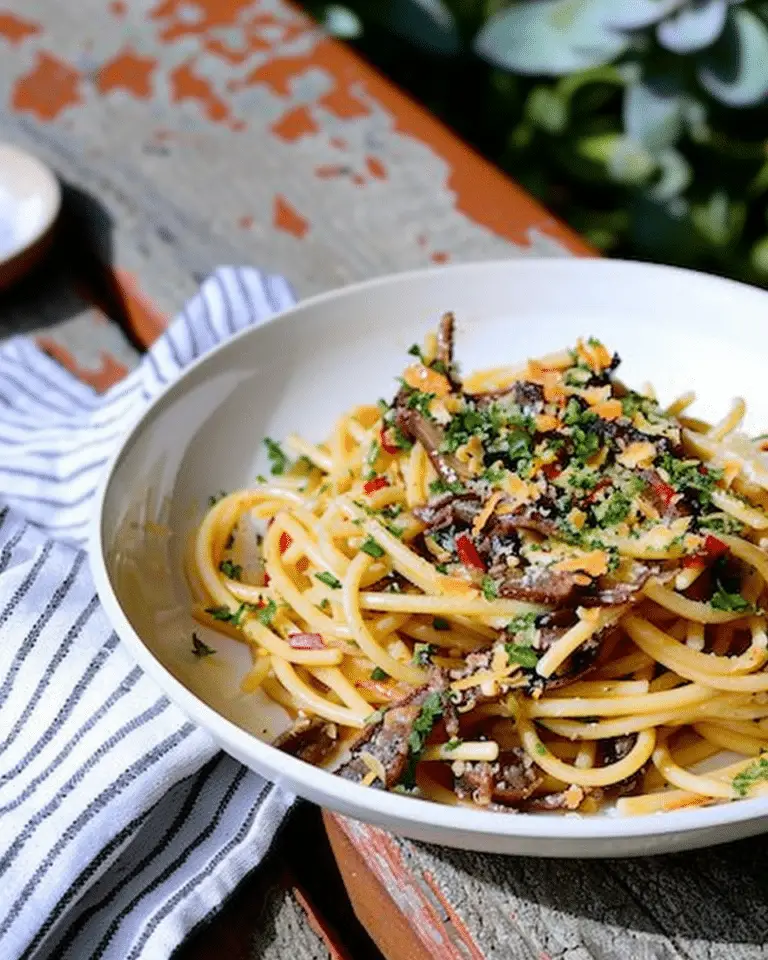 Spaghetti with Anchovies, Garlic, Lemon & Chilli
