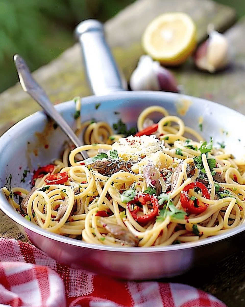 Spaghetti with Anchovies, Garlic, Lemon & Chilli