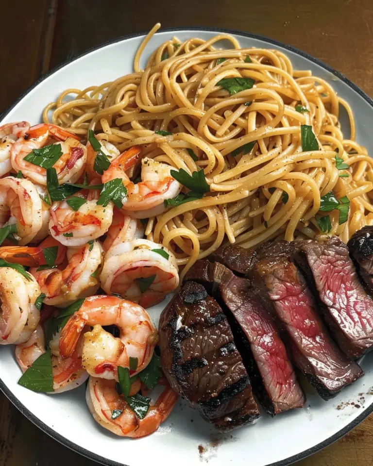 Steak and Shrimp Pasta