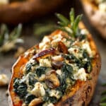 Stuffed Sweet Potatoes with Spinach, Mushroom, Feta & Rosemary