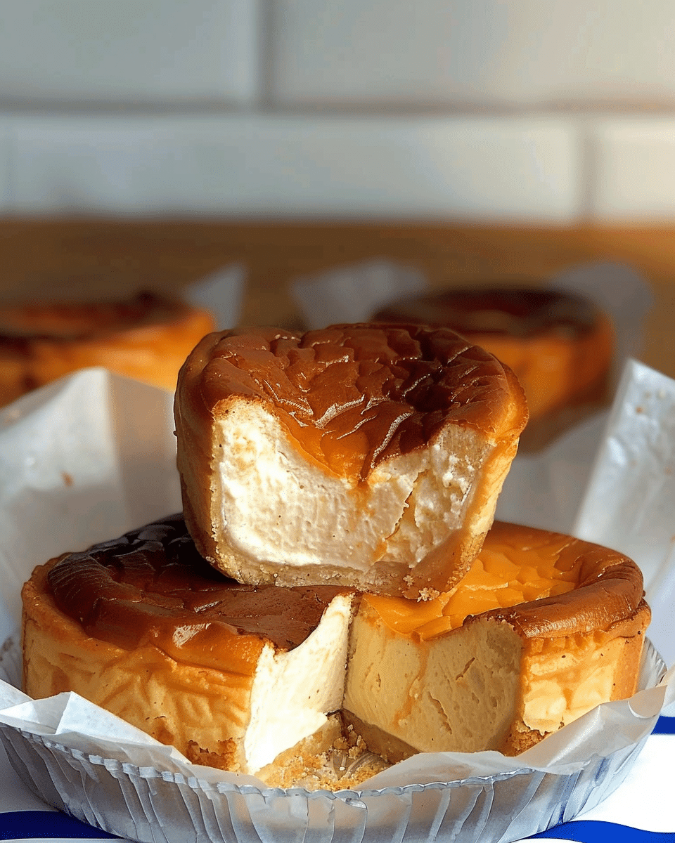 Super Easy Mini Basque Cheesecake