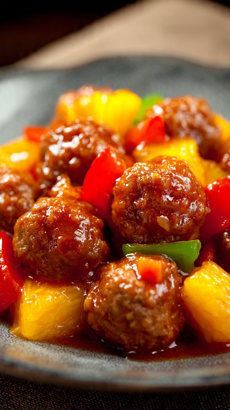 Sweet and Sour Meatballs with Pineapple and Bell Pepper