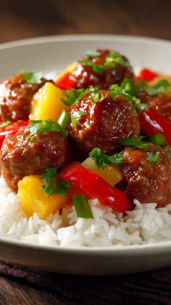 Sweet and Sour Meatballs with Pineapple and Bell Pepper