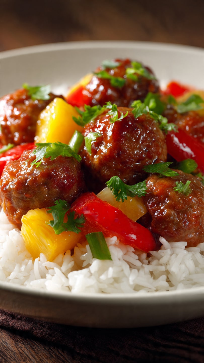 Sweet and Sour Meatballs with Pineapple and Bell Pepper