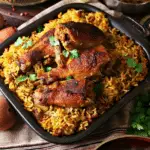 Tahchin (Crispy Saffron Rice Casserole Stuffed With Chicken)