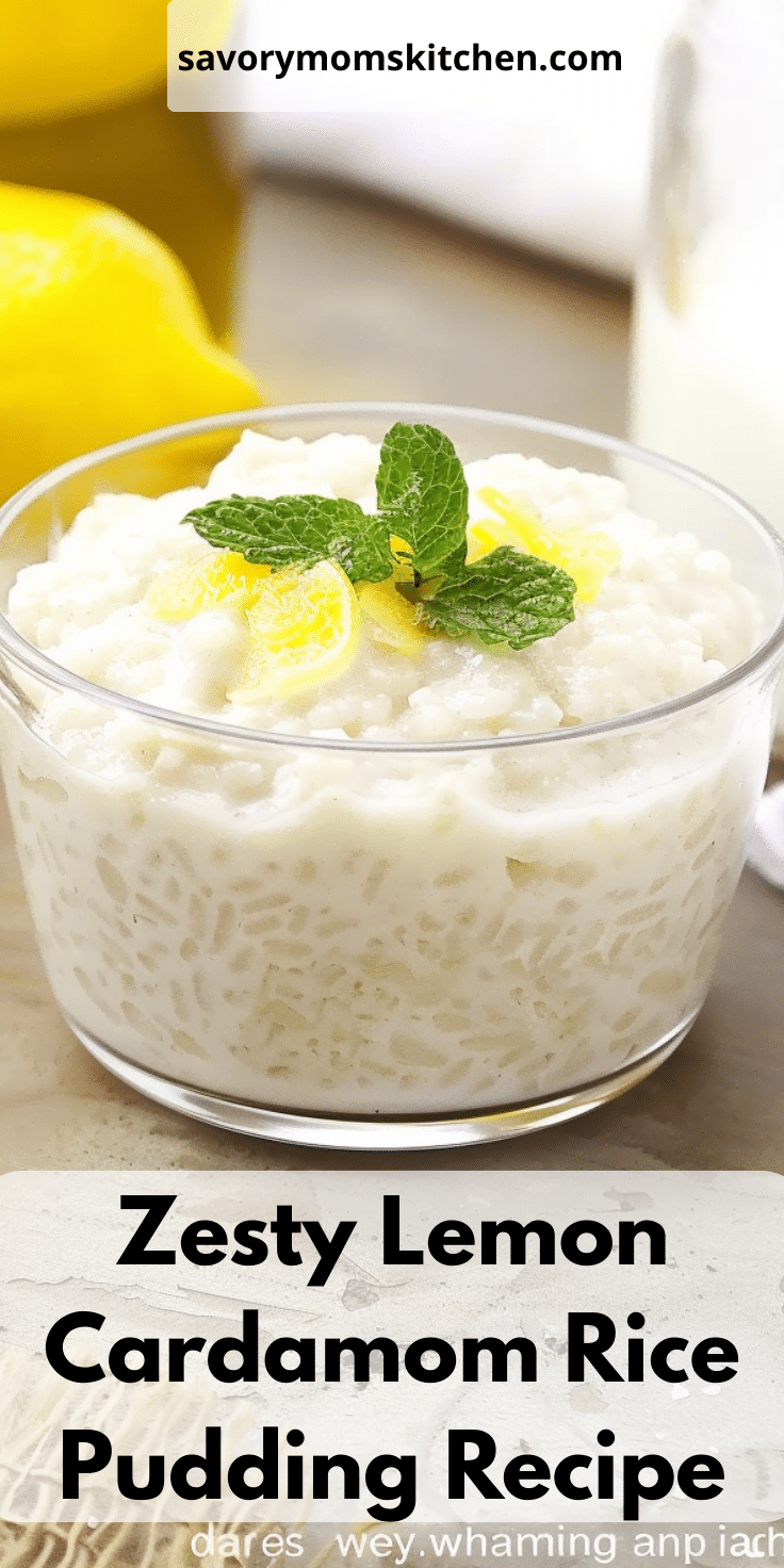 Zesty Lemon Cardamom Rice Pudding Recipe | Savory Mom Kitchen