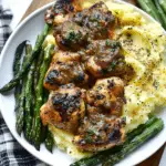Marry Me Chicken Thighs with Mashed Potatoes and Asparagus