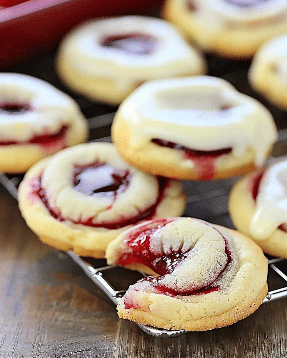 Raspberry Thumbprint Cookies with Lemon Glaze