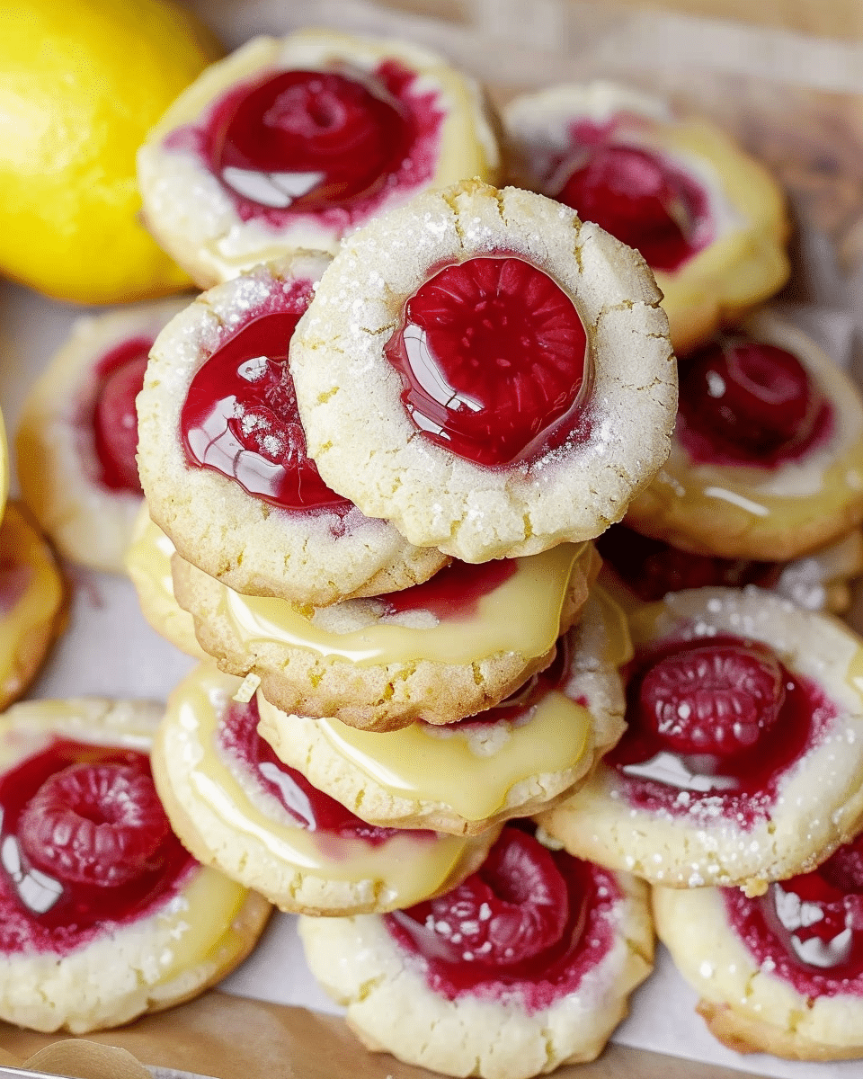 Raspberry Thumbprint Cookies with Lemon Glaze