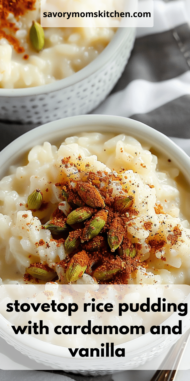 Stovetop Rice Pudding with Cardamom and Vanilla | Savory Mom Kitchen