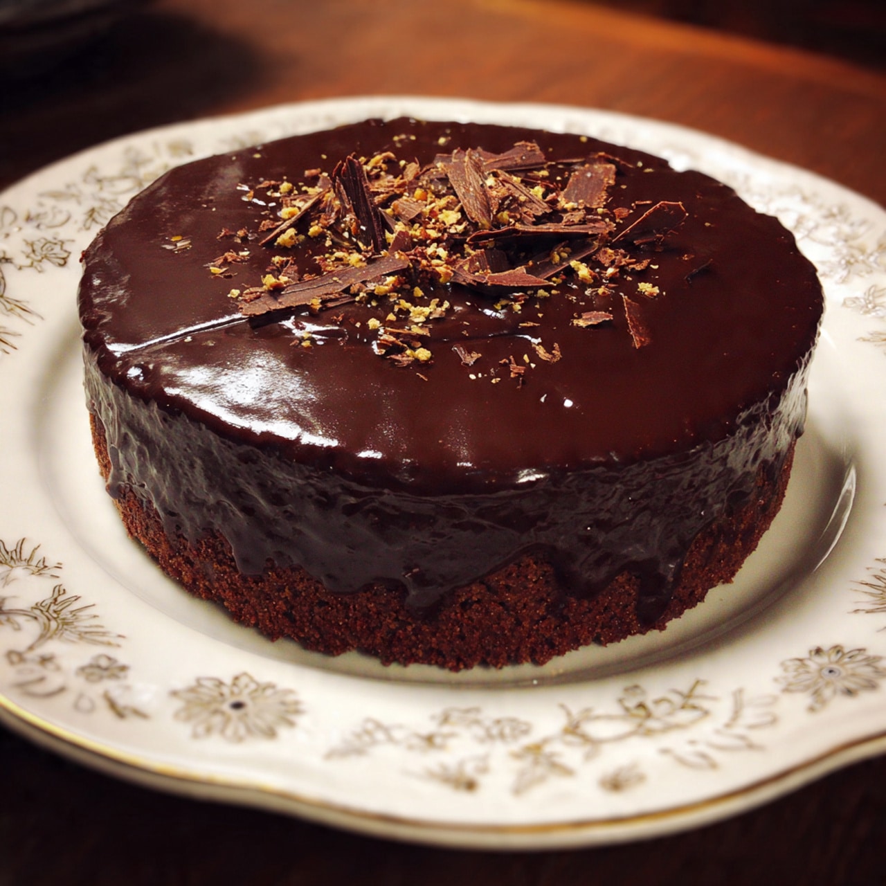 2-Ingredient No-Bake Dark Chocolate Ganache Cake